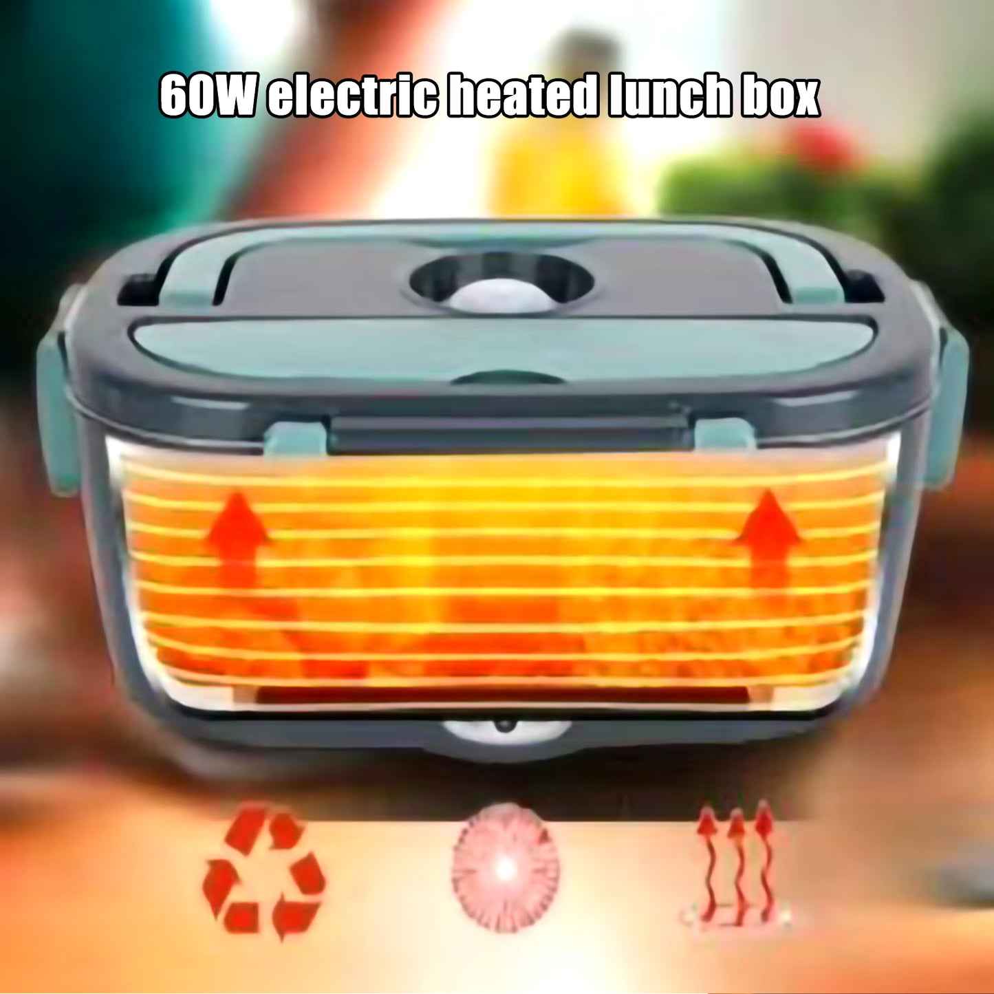 60W Electric Lunch Box Food Warmer Portable Food Heater for Car or Home - Leak Proof, Lunch Heating Microwave for Truckers